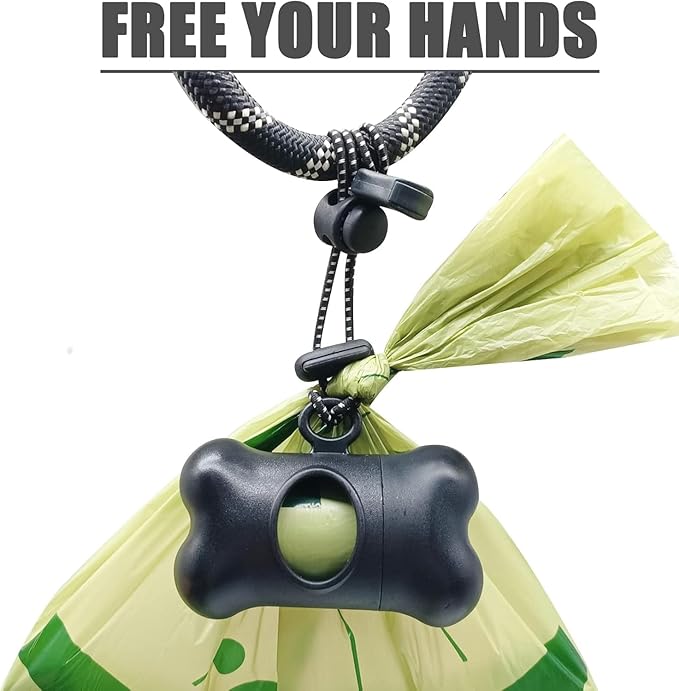 Bag Dispenser Dog Poop Bags Holder Dog Waste Bags Dispenser with Leak-Proof Green Poop Bags for Leash On The Go for Walking Dogs Outdoor(1 Holder 15 Bags,Black)