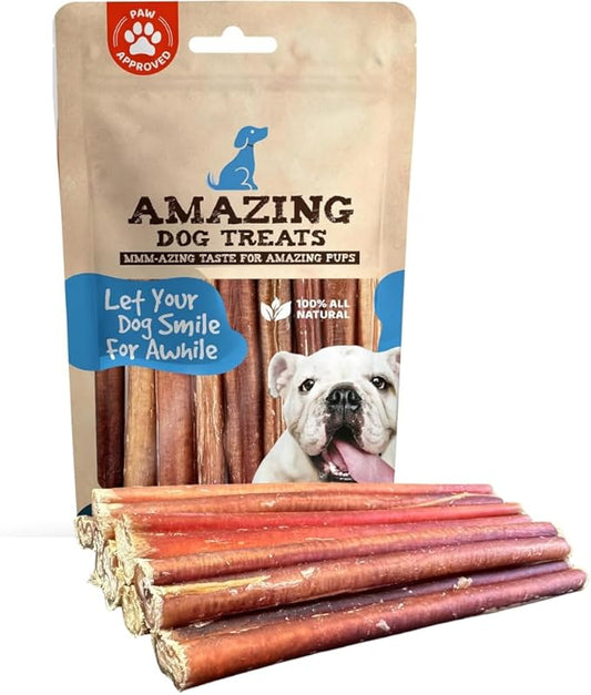 Amazing Dog Treats - Bully Sticks 6 Inch Regular Size (5 Pcs/Pack) - Premium Bully Stick Dog Chews - Long Lasting Bully Sticks for Dogs - Best Bully Stick Dog Bone - No Hide Dog Chew…