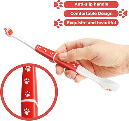 Dog Toothbrush, Double Headed Pet Toothbrush with Soft Bristles, Easy Teeth Cleaning, Dog Dental Care for Puppies, Cats and Small Pets