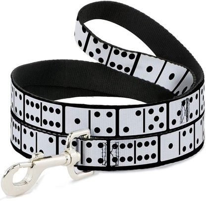 Dog Leash Dominoes Black White Black 6 Feet Long 1.5 Inch Wide