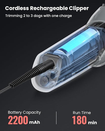 DOG CARE Smart Dog Clippers, Cordless Dog Grooming Clipper Kit with Heatproof Blades, LED Display, 3 Speeds, Auxiliary Light, Rechargeable Heavy-Duty Professional Pet Hair Trimmer Shaver for Dog Cat