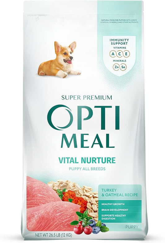 OPtimeal Natural Dog Food for Puppies - Proudly Ukrainian - Delicious Dry Puppy Food Recipe, Puppy Dog Food for Healthy Growth and Development26.5 lbsTurkey & Oatmeal