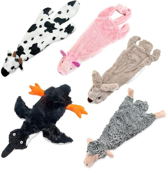 Best Pet Supplies 2-in-1 Fun Skin Stuffless Mystery Box Dog Squeaky Toy 4 pack, Large (Various styles, Colors)