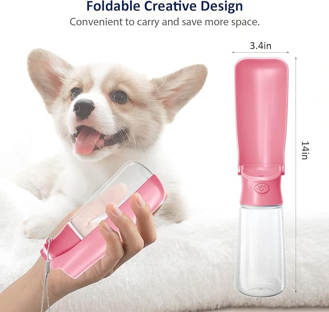 WePet Foldable Portable Dog Water Bottle Puppy Water Dispenser with Drinking Feeder, 19 OZ, High-temperature Resistant Leak Proof for Pets Outdoor Walking, Hiking, Travel, Food Grade Plastic BPA Free