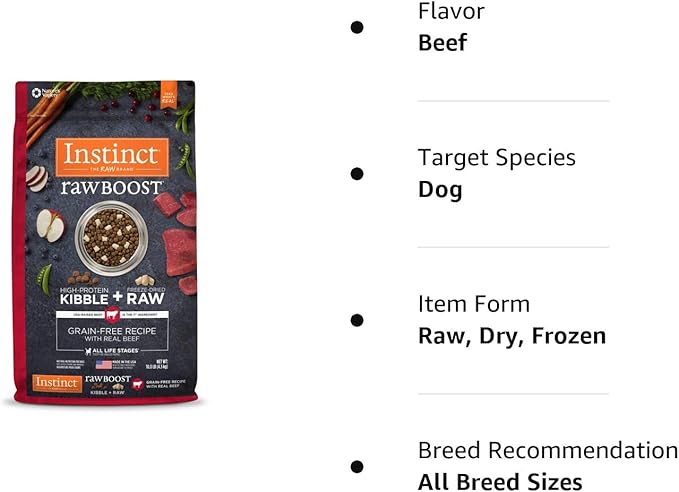 Instinct Raw Boost Grain Free Recipe with Real Beef Natural Dry Dog Food, 10 lb. Bag