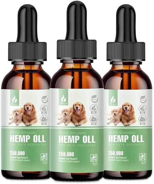 Pet Hemp Oil for Dogs and Cats,Organic Hemp Extract Drops, Sleep Aid Anxiety,Stress, Hip & Joint Pain Relief, Dog Calming Treats Rich in Omega 3-6-9, Natural Pet Hemp Oil（Natural）