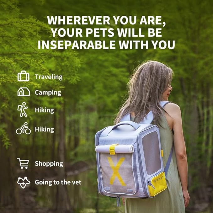 PETKIT Soft-Sided Cat Backpack Carrier for Large Cats Small Dogs, Expandable and Ventilated Cat Puppy Bag Airline Approved for Summer Traveling