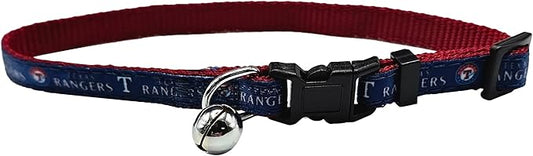 MLB CAT Collar Texas Rangers Satin Cat Collar Baseball Team Collar for Dogs & Cats. A Shiny & Colorful Cat Collar with Ringing Bell Pendant
