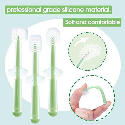 3-Piece Pet Silicone Toothbrush Set for Small Dogs and Cats - Safe and Gentle Dental Care for Your Furry Friend - Non-Toxic, Soft and Durable -Ideal Small Dog and Cat Toothbrush Kit(Green)