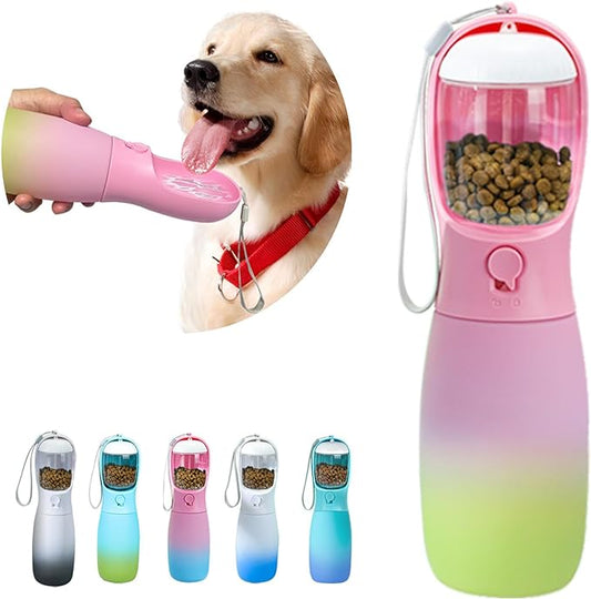Dog Water Bottle Portable, 19Oz Large Capacity Dog Water Dispenser, Food Grade Dog Accessories for Small Dogs Large Dogs, Travel Dog Water Bowl for Outdoor, Dog Birthday Gifts (Pink&Green)