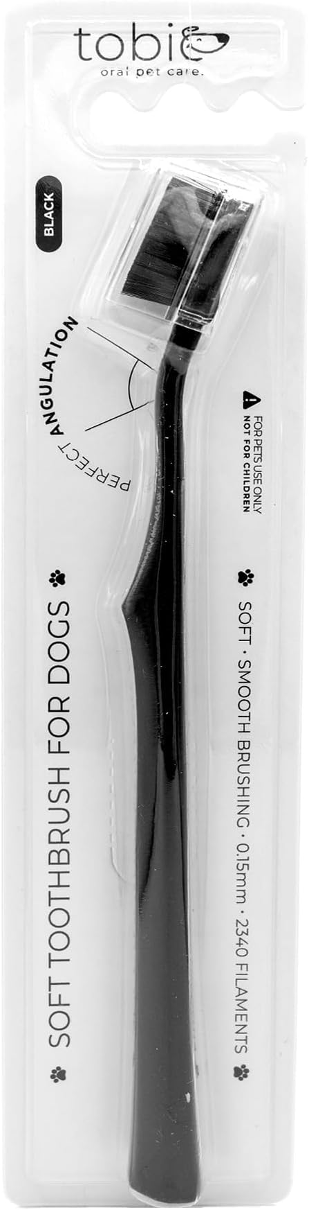 Toothbrush for Dogs with 2340 Filaments - Adult & Puppy Toothbrush - Gentle Doggy Toothbrush with Soft Bristles - Soft Dog Toothbrush for Dog Dental Care - in Black