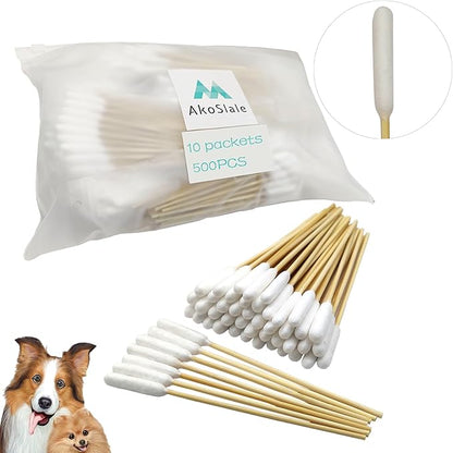 Long Qtips,500pcs-4.7 Inch,Dog Qtips,Dog Ear Swabs, Ear Cleaner for Dogs,Dog Ear Cleaning, Pet Ear Cleaner,Dog Cotton Swabs,Long Cotton Swabs for Dogs and Pets
