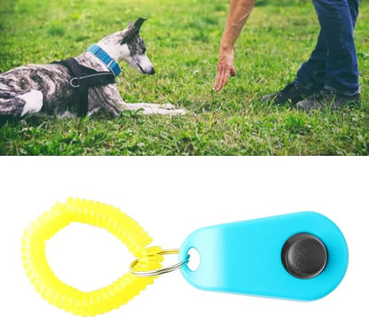 Dog Training Clicker, Lightweight Pet Training Clicker with Finger Ring and Wrist Strap, Clicker for Pets Cats Puppy Birds Horses, Perfect for Behavioral Training (Sky