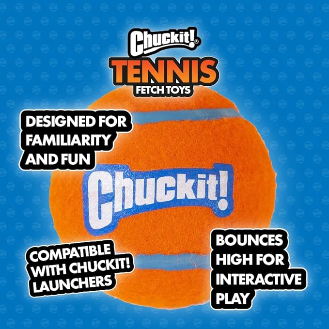 Chuckit Dog Tennis Ball Dog Toy, Medium (2.5 Inch Diameter) for dogs 20-60 lbs, Pack of 4