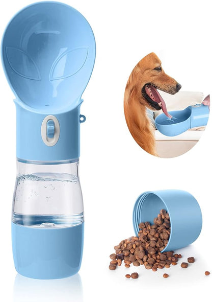 Dog Water Bottle - Dishwasher Safe Material Multifunctional Portable Dog Water Bottle with Food Container Dog Water Bottle Suitable for Outdoor Activities Walking Hiking and Camping(Blue)