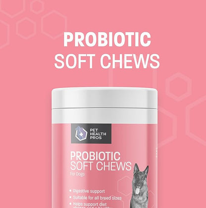 Advanced Probiotics for Dogs - Probiotic Soft Chew for Upset Stomach, Diarrhea & Constipation Relief - Promotes Happy Gut, Happy Dog - 60 ct