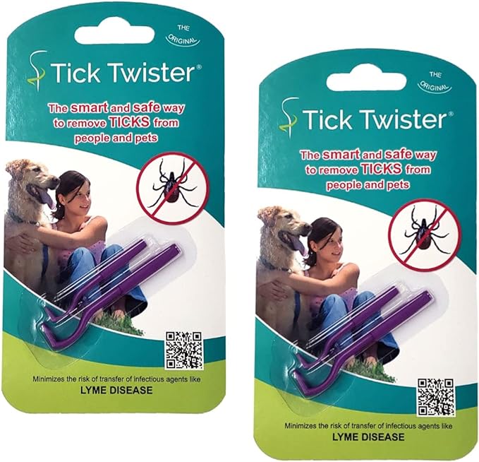 00100-PR Double, Purple, Two Sets Tick Remover Small and Large, 2 Pack