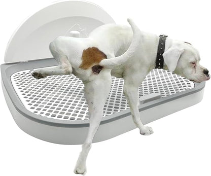 Hamiledyi Dog Toilet Dog Potty Pet Indoor Potty Indoor Potty Training Tray Simulated Wall Dog Toilet Portable Indoor Removable Dog Toilet with Removable Grille for Small and Medium Dogs (Off-white)