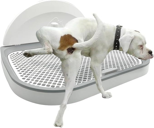 Hamiledyi Dog Toilet Dog Potty Pet Indoor Potty Indoor Potty Training Tray Simulated Wall Dog Toilet Portable Indoor Removable Dog Toilet with Removable Grille for Small and Medium Dogs (Off-white)