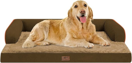 Large Dog Bed Orthopedic Washable: Extra XL XLarge Big Dog Bed with Washable Bolster & Memory Foam Couch Sofa - Waterproof with Removable Cover