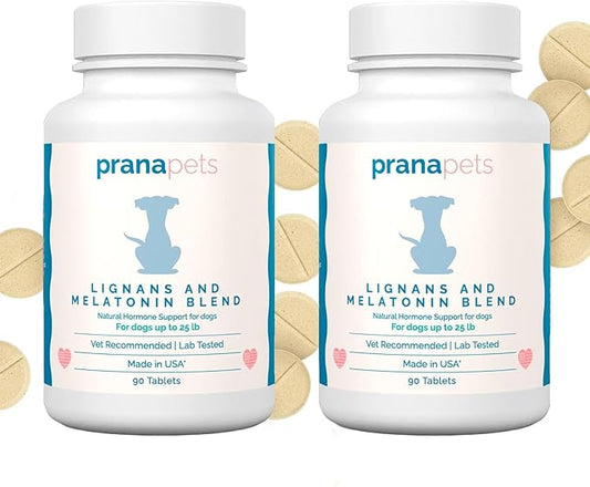 Lignans & Melatonin for Dogs Naturally Aids in Relieving Symptoms of Cushing’s in Dogs up to 25 lb | Healthy Adrenal Balance | by Prana Pets | 2-Pack