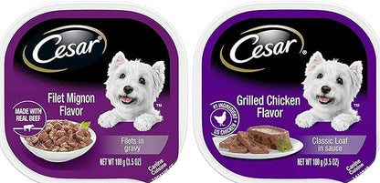 Cesar Classic Loaf Wet Dog Food Bundle with 08 Flavors(1 Unit Each Flavor). 3.5 Ounce (Pack of 8)