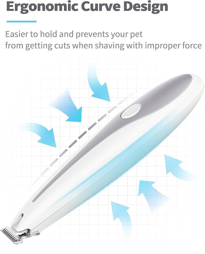 Dog Paw Trimmer, 35dB Ultra-Low Noise 2 Speed Dog Clippers for Grooming Dogs, USB Rechargeable Small Pet Shaver for Trimming Dogs Cats Hair Around Paws, Eyes, Ears, Face, Rump with LED Light