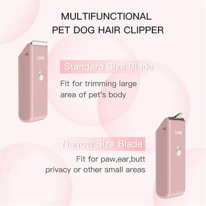 2-in-1 Professional Dog Grooming Kit - Low Noise, Waterproof, USB Rechargeable, and Safe Ceramic Blade - Gift for Dogs and Cats (Pink)