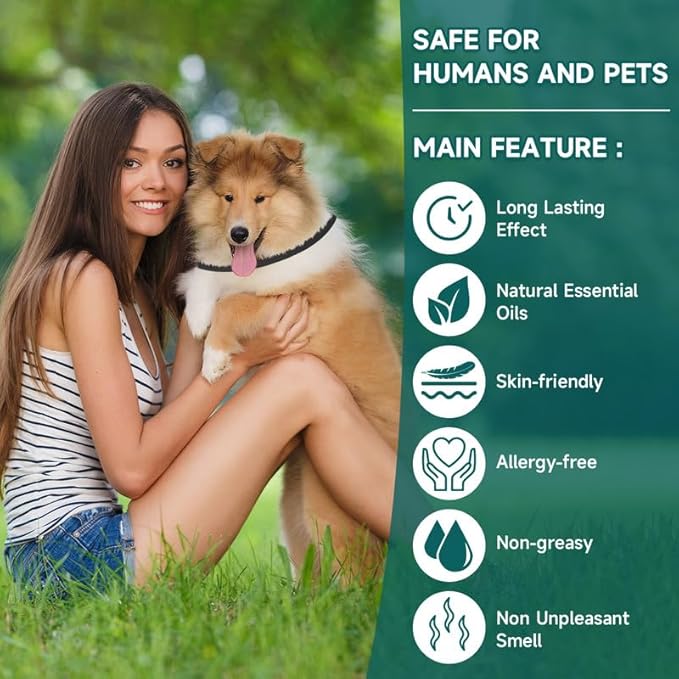 Flea Collar for Dogs, 4 Pack Flea and Tick Collar for Dogs, 8-Month Dog Flea and Tick Treatment and Prevention, Waterproof Dog Flea Collar, Adjustable Dog Flea and Tick Collar, Black
