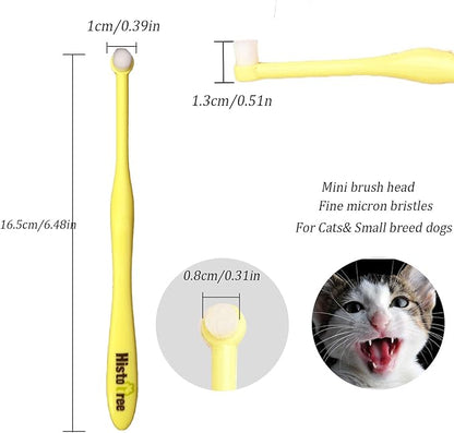 JGocot Dog Toothbrush, Cat Toothbrush|Mini Head|Micro Nano Bristle|Ultra Soft Pet Toothbrush for Sensitive Gum, Dog Dental Care Kit for Cats&Small Breed Dogs-Yellow