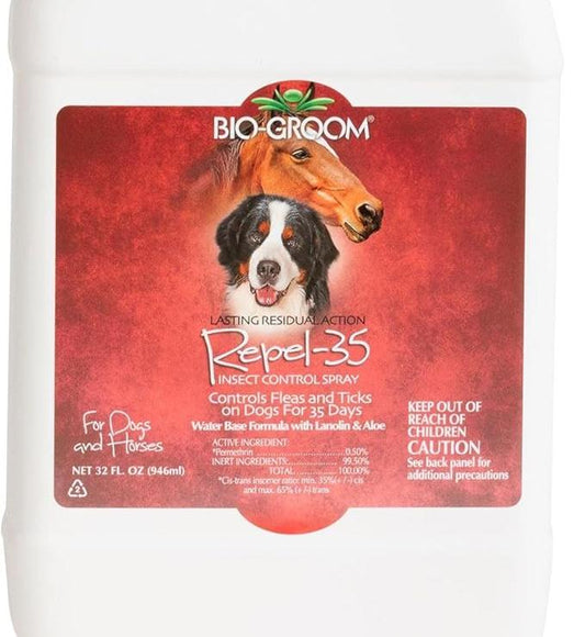 Bio-Groom Repel-35 Flea & Tick Dog Spray – Flea and Tick Prevention for Dogs, Flea Treatment, Cruelty-Free, Made in USA, Natural Tick Repellent, Fly Spray for Horses – 32 fl oz 1-Pack