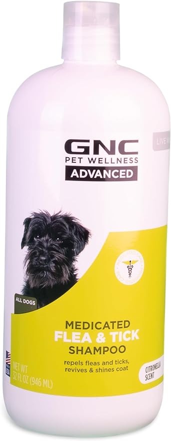 GNC Advanced Shampoo for Dogs, 32 oz | Natural Dog Shampoo Helps Maintain a Healthy Coat | pH Balanced Formula with Citronella Scent