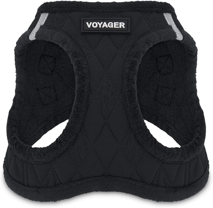 Voyager Step-In Plush Dog Harness – Soft Plush, Step In Vest Harness for Small and Medium Dogs by Best Pet Supplies - Black Plush, S (Chest: 14.5 - 16")