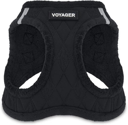 Voyager Step-In Plush Dog Harness – Soft Plush, Step In Vest Harness for Small and Medium Dogs by Best Pet Supplies - Black Plush, S (Chest: 14.5 - 16")