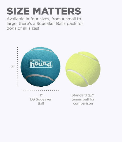 Outward Hound Squeaker Ballz Fetch Dog Toy, Large - 2 Pack