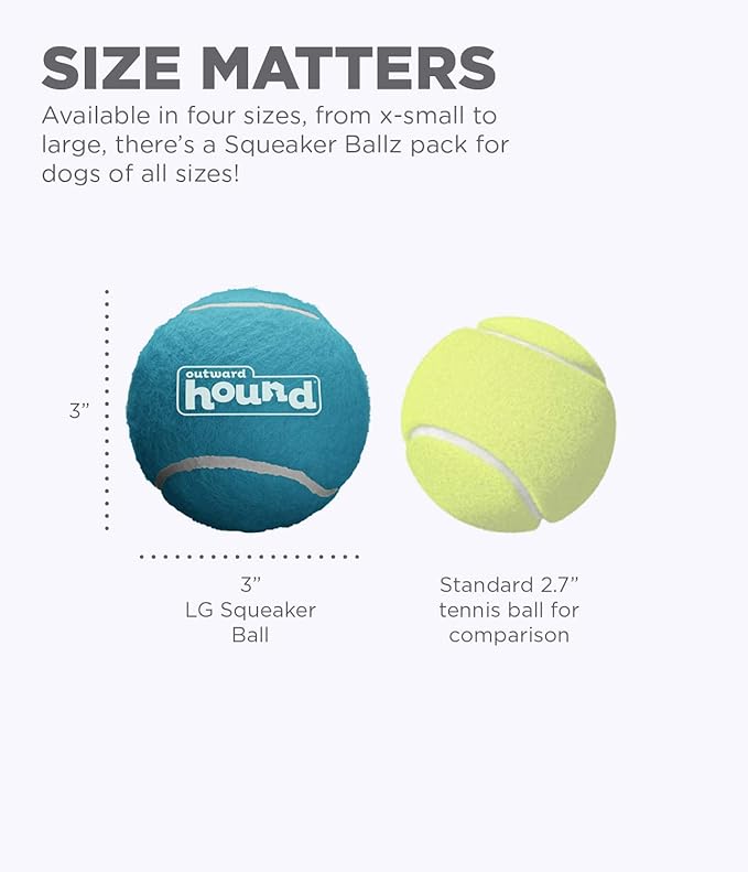 Outward Hound Squeaker Ballz Fetch Dog Toy, Large, 4 count (Pack of 1)