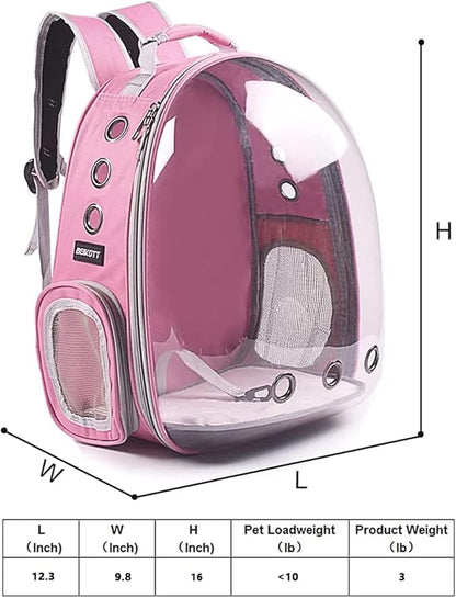 Cat Backpack Carriers Bag, Dog Backpack, Pet Bubble Backpack for Small Cats Puppies Dogs Bunny, Airline-Approved Ventilate Transparent Capsule Backpack for Travel, Hiking and Outdoor Use
