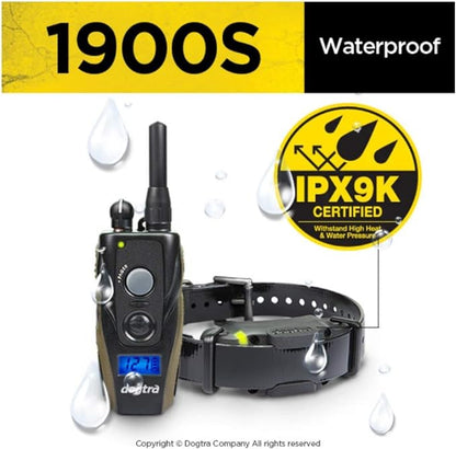 Dogtra 1900S Remote Dog Training Collar - 3/4 Mile Range, Waterproof, Rechargeable, Vibration - includes Essential Pet Products Dog Training Clicker and Collapsible Food and Water Bowl