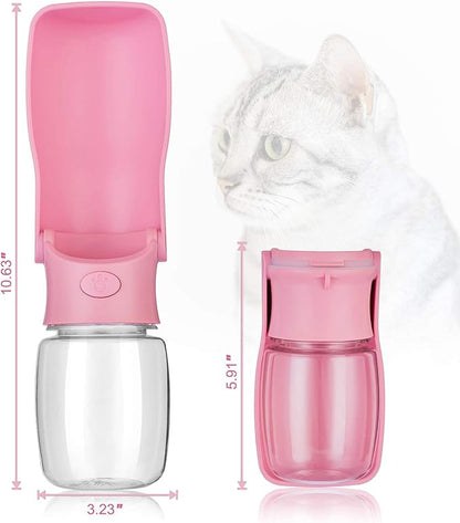 Dog Water Bottle Portable - Leak Proof Foldable Pet Water Dispenser for Dogs & Cats, 350ml Dog Water Bowl Drink Cup Summer Accessories for Outdoor Travel Walk Hinking (Pink)