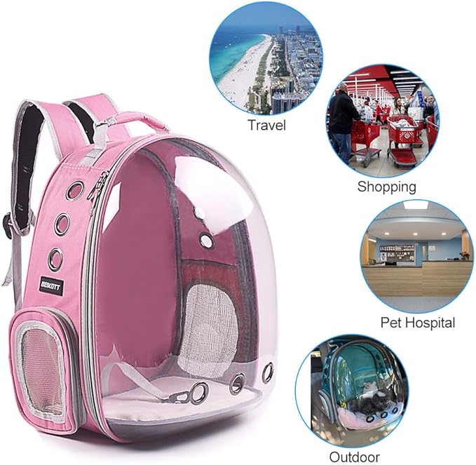 Cat Backpack Carriers Bag, Dog Backpack, Pet Bubble Backpack for Small Cats Puppies Dogs Bunny, Airline-Approved Ventilate Transparent Capsule Backpack for Travel, Hiking and Outdoor Use