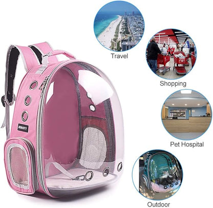 Cat Backpack Carriers Bag, Dog Backpack, Pet Bubble Backpack for Small Cats Puppies Dogs Bunny, Airline-Approved Ventilate Transparent Capsule Backpack for Travel, Hiking and Outdoor Use