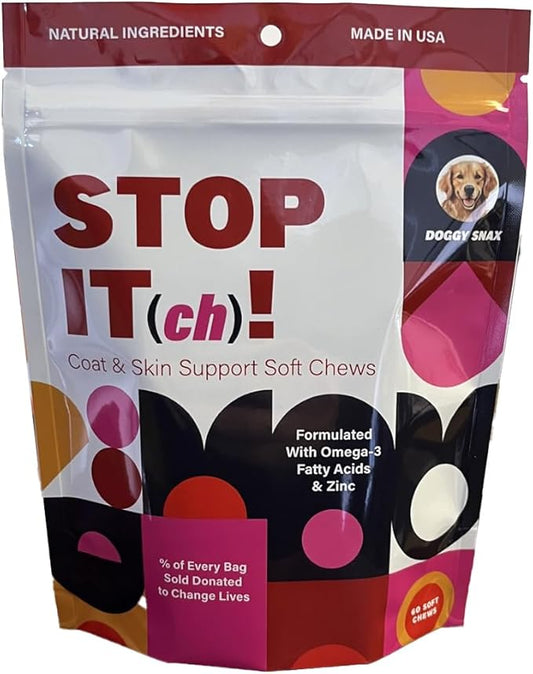 Stop It! Skin and Coat Supplement with Omega-3, EPA and DHA, and Other Ingredients scientifically Proven to Encourage Healthy Skin and a Shiny Coat. May Reduce itching and Scratching.