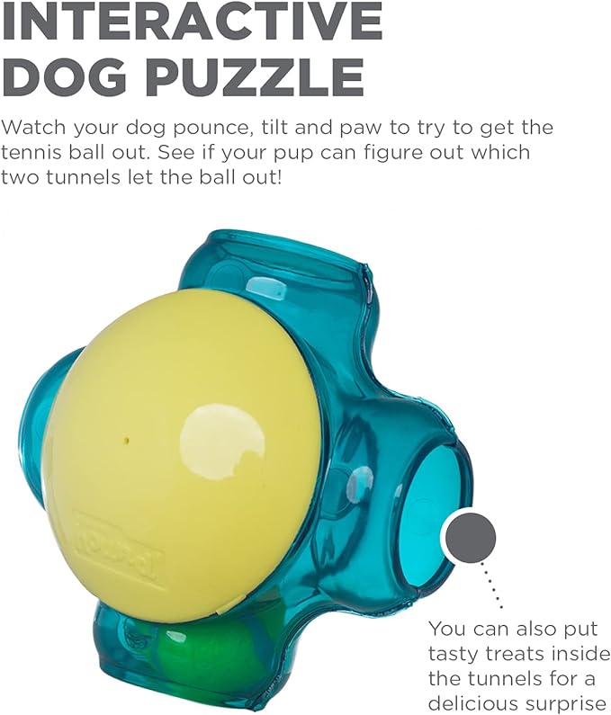 Outward Hound Tennis Maze Craze Interactive Squeaky Dog Toy, Green