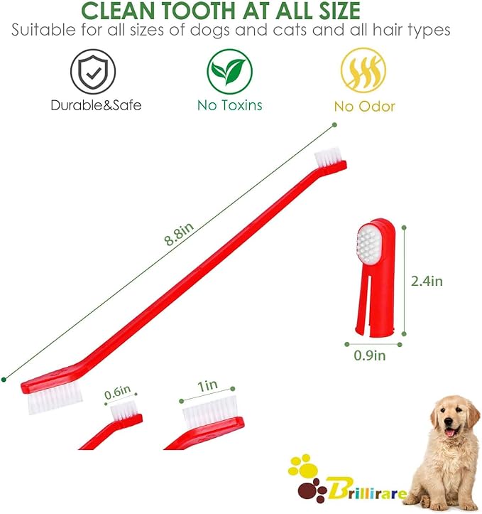 Dog Toothbrush Set of 12, Soft Silicone Finger Toothbrushes, Double Head Cat Teeth Cleaning & Dental Care for Small, Medium&Large Pets