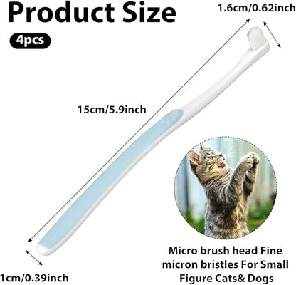 Qianyu 4 Pcs Small Dog Toothbrush Micro Brush Head Nano Soft Bristle Comfort Grip Gentle Pet Toothbrush for Puppy Kitten Sensitive Gum and Teeth Cats Dogs Teeth Cleaning Dental Care