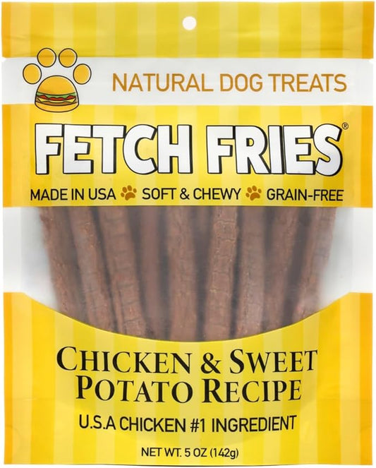 Chicken and Sweet Potato Dog Treats, Soft Chicken Jerky for Small and Large Breeds, Naturally Healthy, Made in The USA (5 oz)