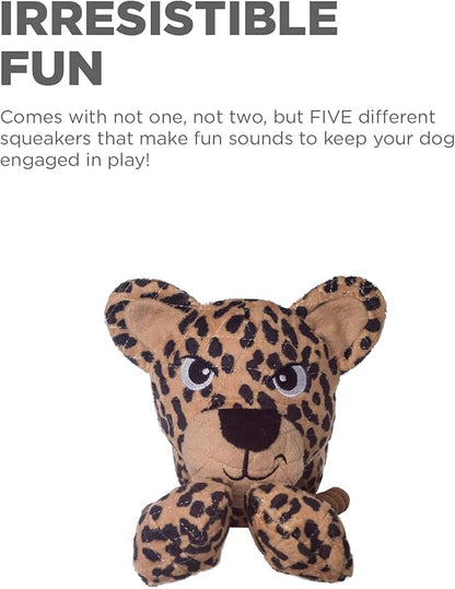 Outward Hound Tuggy Buddyz Leopard Squeaky Rope Dog Toy