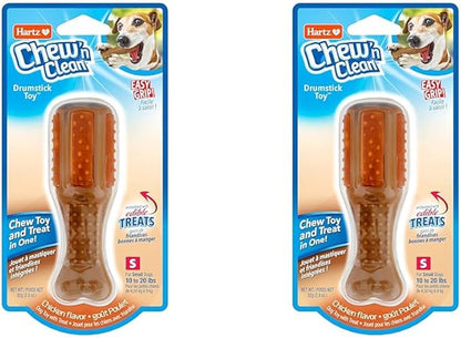 Hartz Chew ‘n Clean Chew Toy and Treat in One Chicken Flavored Drumstick Dog Toy, Small (Pack of 2)