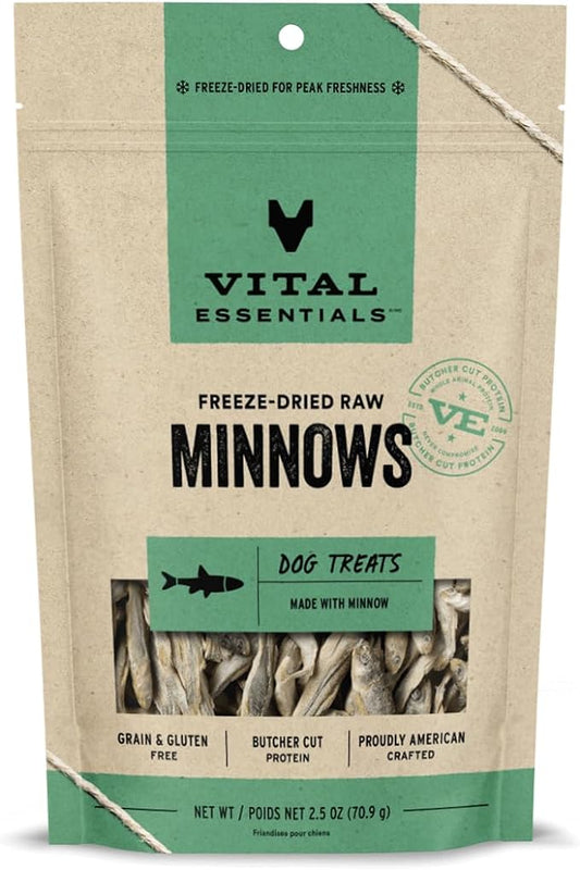 Vital Essentials Freeze Dried Raw Single Ingredient Dog Treats, Minnows, 2.5 oz