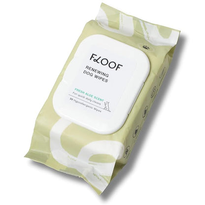 Renewing Aloe and Bamboo Dog Wipes by Floof - Cleansing, Moisturizing, Hypoallergenic Wipes for Paws, Face, Body | Natural Fragrance | Safe for All Breeds | Vet Dermatologist Formulated | 30 Wipes (1)